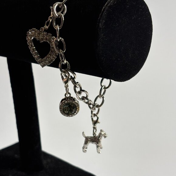 Y2K Charm Bracelet in Silver Tone with Cute Charms Dog Heart Rhinestone - Picture 3 of 12